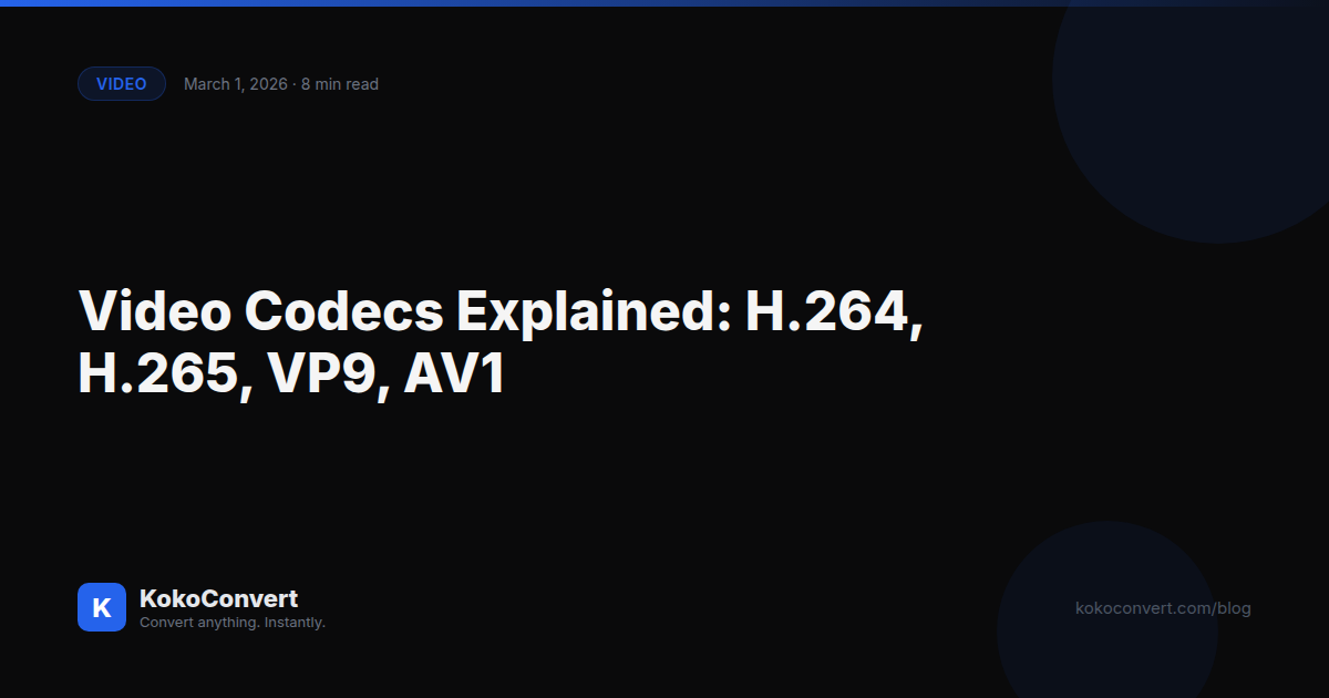 Video Codecs Explained: H.264, H.265, VP9, AV1